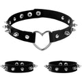 Style Punk Rock Leather Gothic Spike Trend Bracelets - Black Three-Piece Set MegaBDM