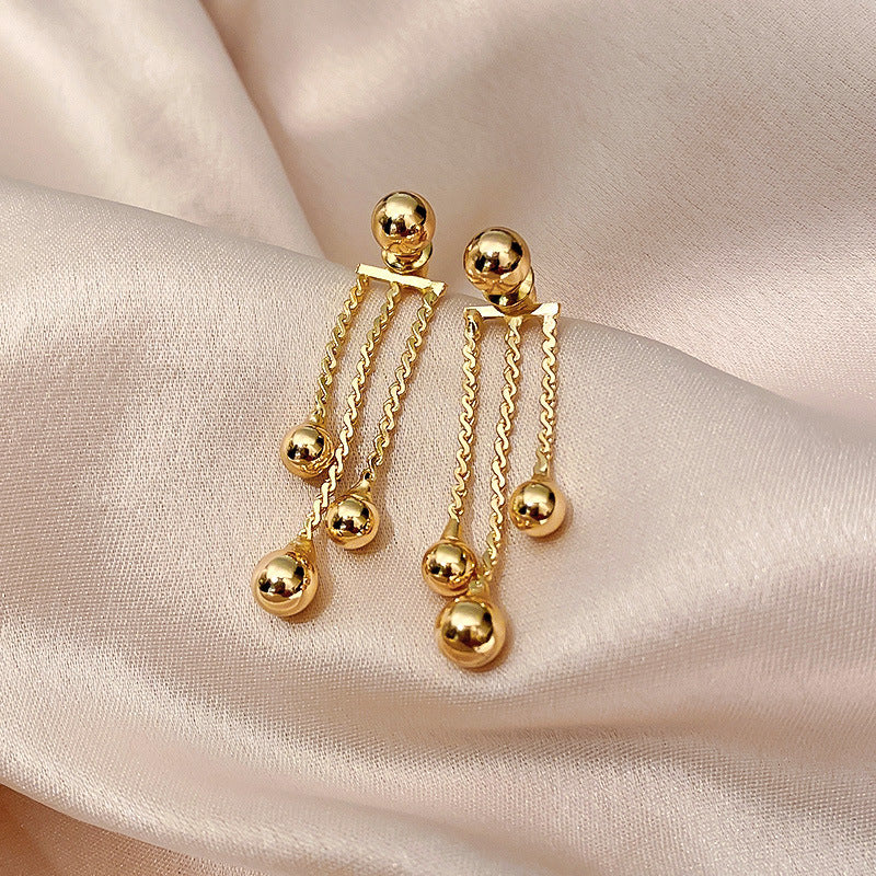 Women's Needle Round Curved Geometric Ear Retro Personalized Temperamental Light Luxury Earrings - 6# Silver Needle-Gold MegaBDM