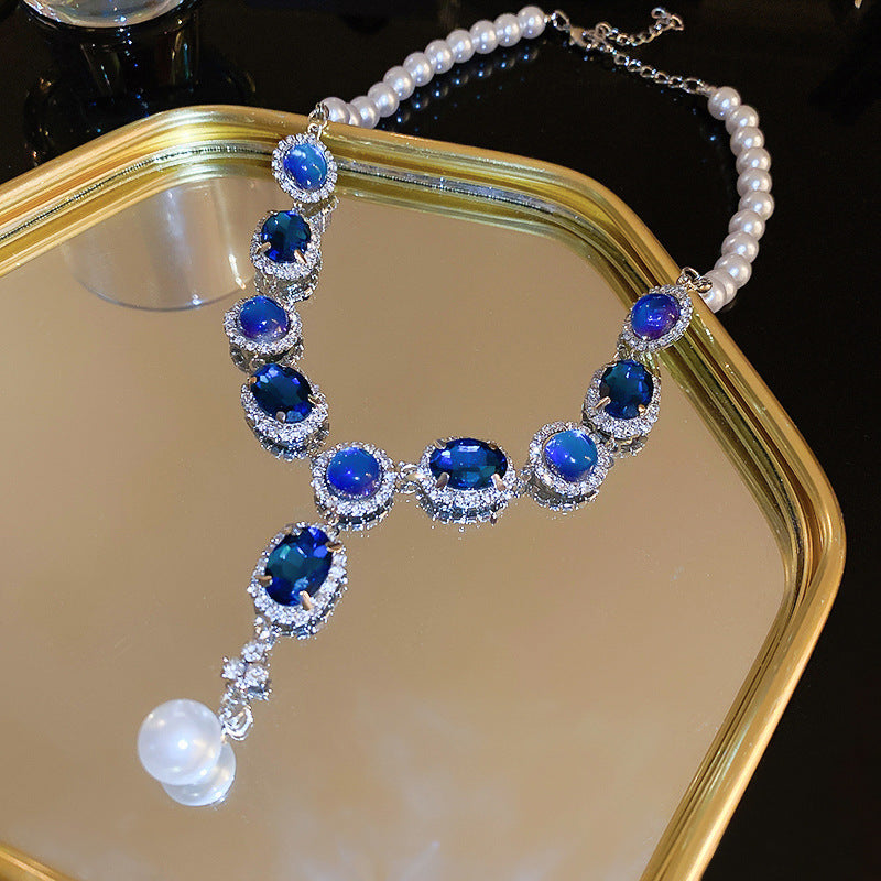 Clavicle Chain Temperament Trend Retro Easy Necklaces - 62# Necklace-Silver-Blue MegaBDM