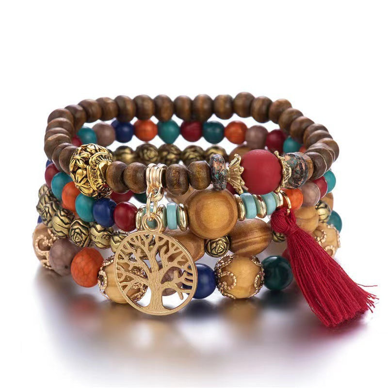 Fashion Simple Bohemian Wooden Beaded National Style Temperament Bracelets MegaBDM