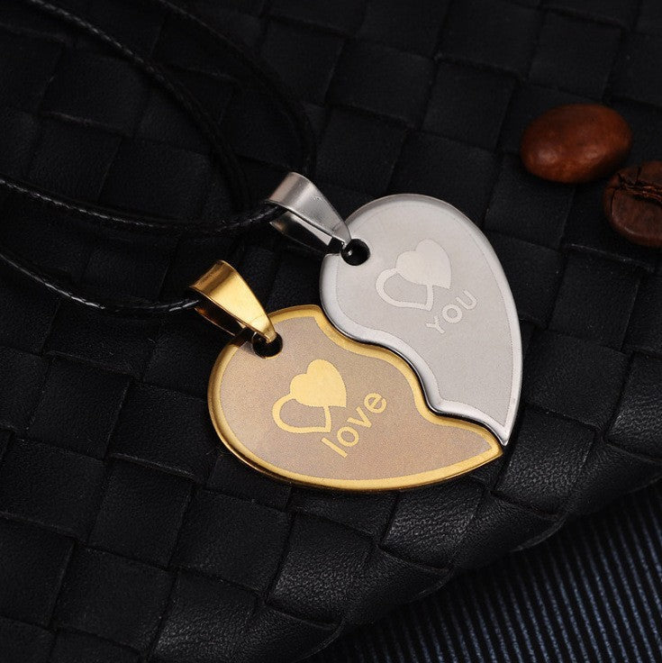 Steel Black White Cat Couple Creative Necklaces - NST-0083 Love Gold and White MegaBDM