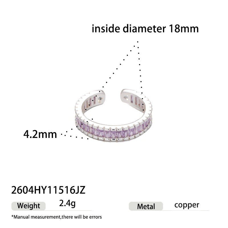 Sier Light Luxury High Sense Design Open Adjustable Zircon Ring - 2604HY11516JZ MegaBDM