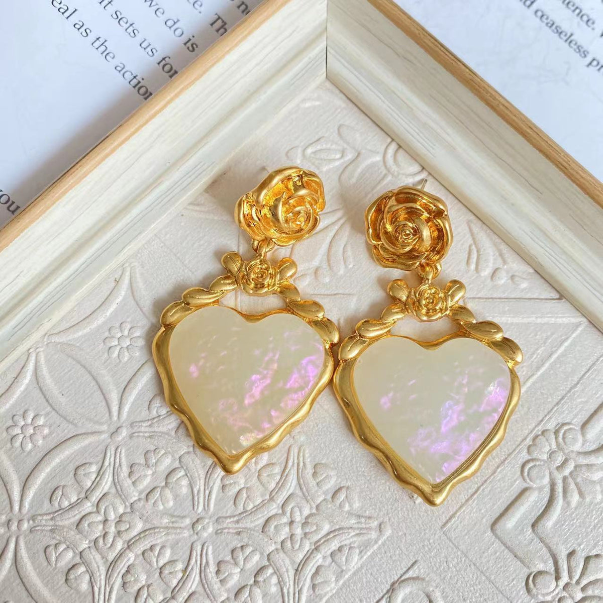 Heart Magic Color Polarized Simple Rose Fresh Stud Earrings - B388 White Ear Clip MegaBDM