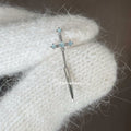 Sword Devil Nail Thin Rod Personality Sweet Cool Ear Wheel Stud Earrings - Blue Sword Single MegaBDM
