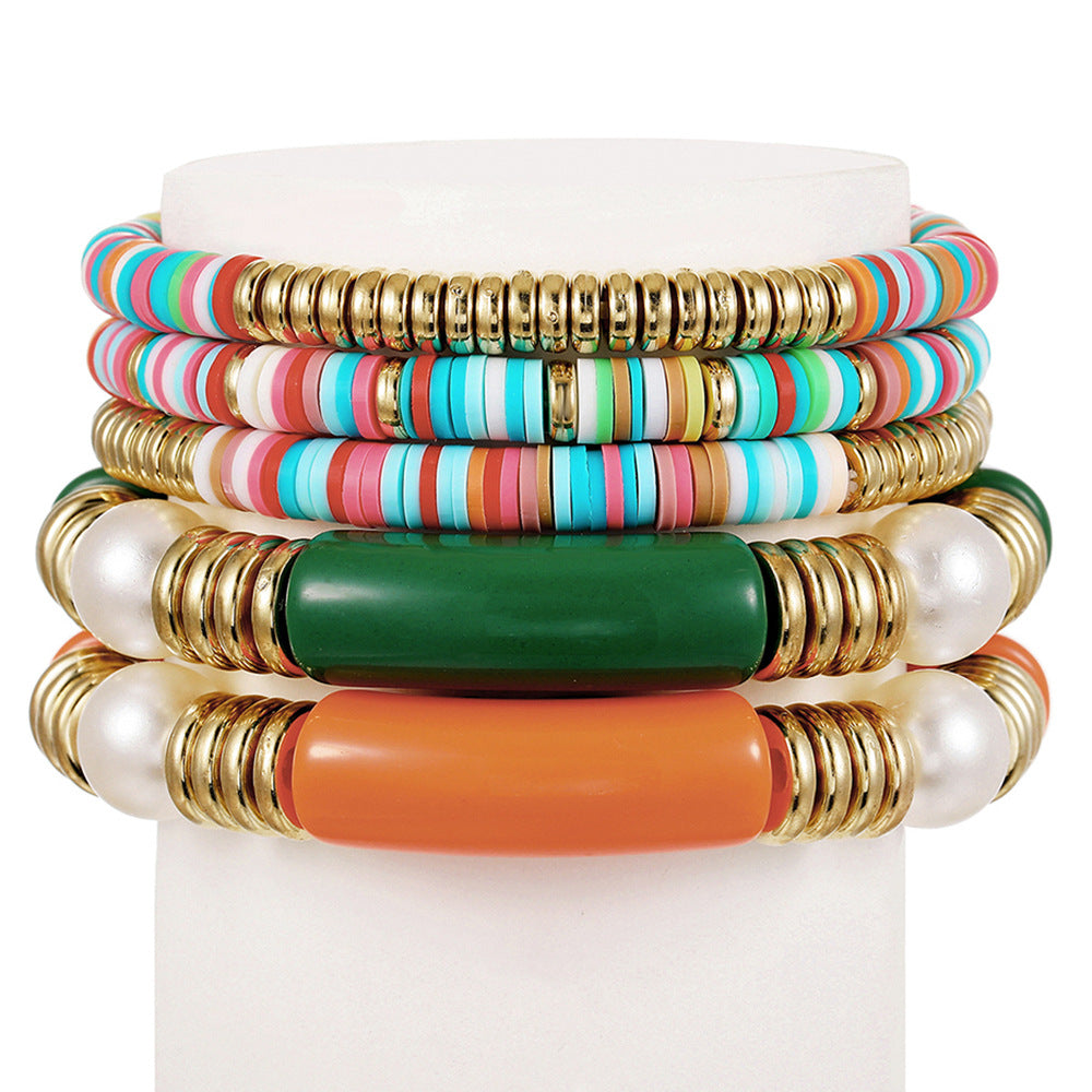 Bohemian Color Polymer Clay Acrylic Ethnic Bracelet - ZXS0249-1 MegaBDM