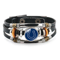 Genuine Leather Hand Professional Rugby League Team Time Stone Bracelet - 12122716-Indianapolis Pony / Pattern Size-18mm MegaBDM