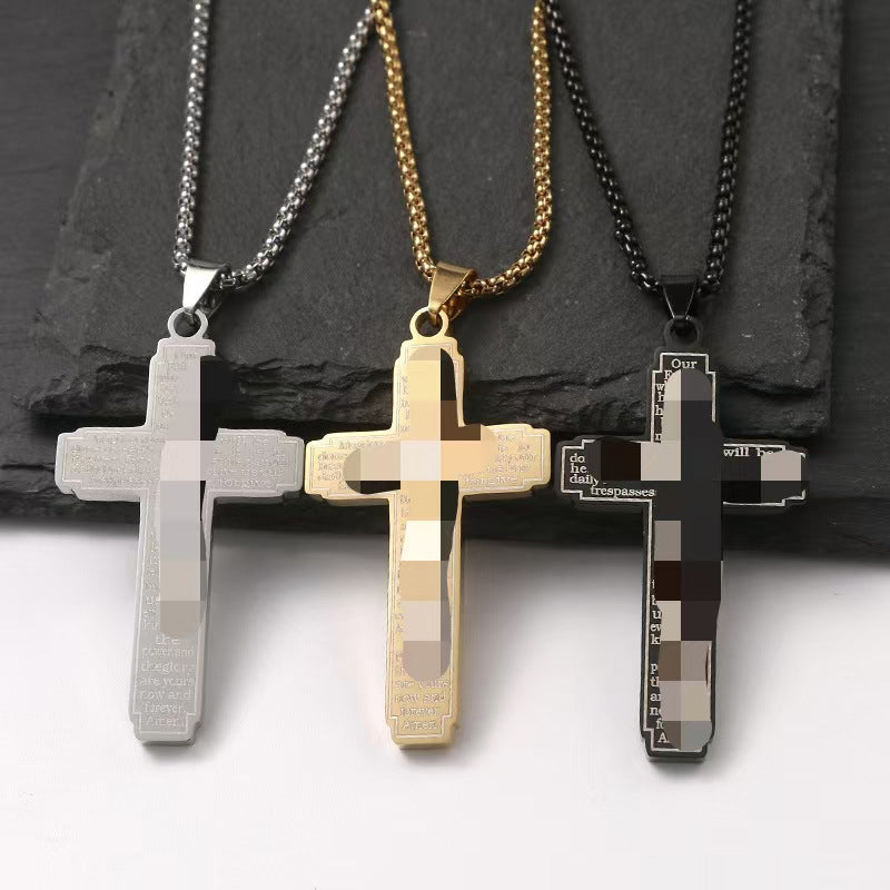 Korean Style Male Female Personality Three-dimensional Cross Trendy Grace Stainless Necklace MegaBDM
