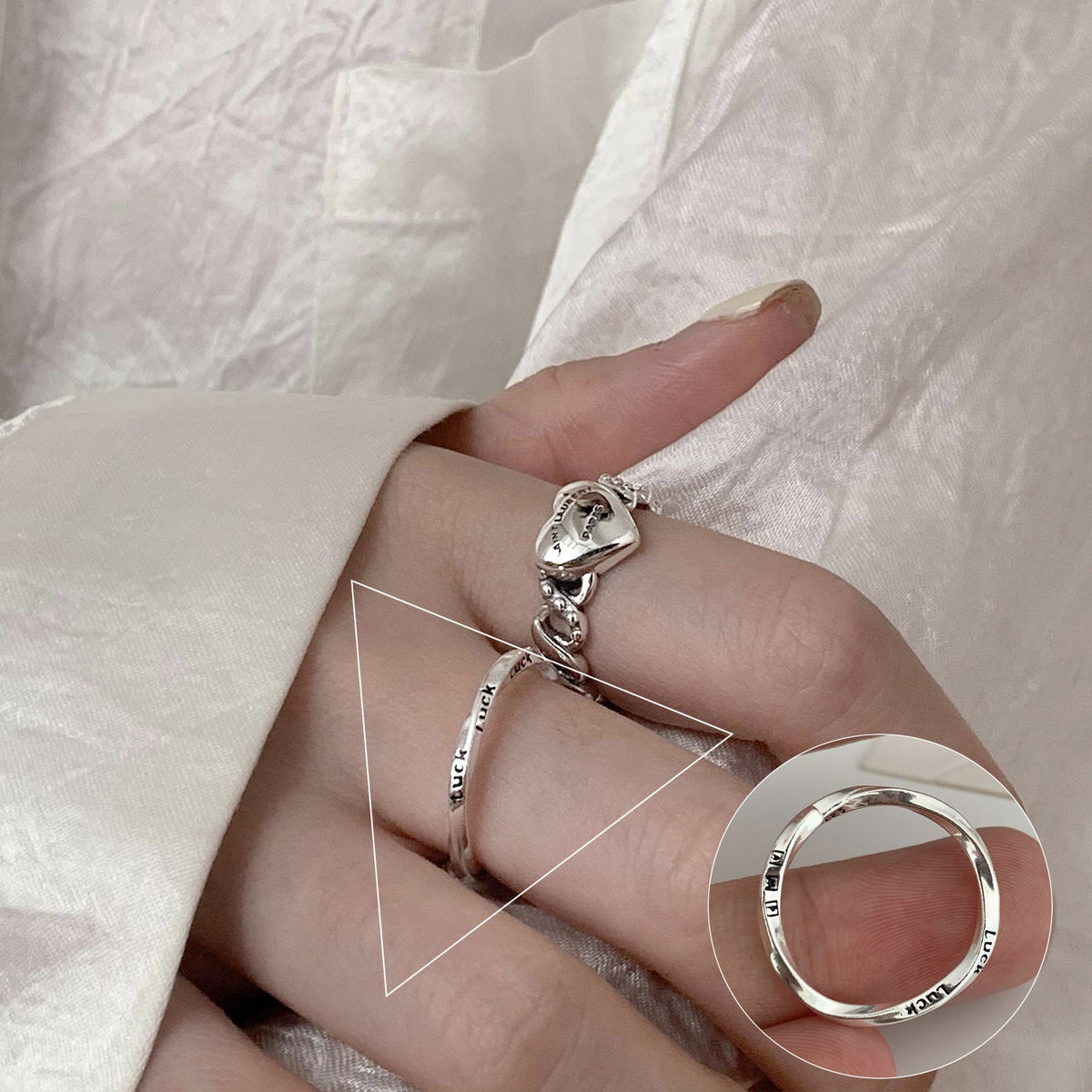 Exaggerated Geometry Female Sier Personalized Hip Rings - JZ9580 / Adjustable Opening MegaBDM