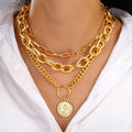 Women's Light Luxury Temperament Embossed Round Suits Necklaces - 6493401HB MegaBDM
