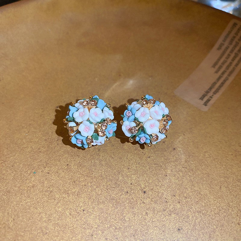 Women's Personality Fashion Trendy Light Luxury High-grade Earrings - 32# Silver Needle-Blue-Flower MegaBDM