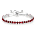 Women's Round Single Row Full Diamond Adjustable Beads Crystal Bracelet - Red MegaBDM