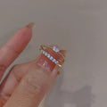 Heart Shape With Diamond Open Simple High Sense Rings MegaBDM