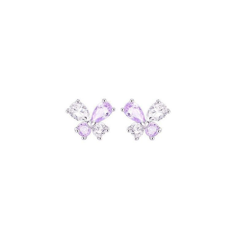 Butterfly Female Sterling Sier Temperamental Fresh Sweet High Sense Design Stud Earrings MegaBDM