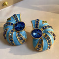 Ancient Golden Snail Drop Glazed Retro Earrings - Blue 2.9 * 3.8cm MegaBDM