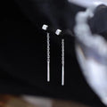 Women's Sterling Sier Simple Cold Style Mini Square Korean Fashionable Ear Line MegaBDM