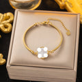 Women's Commuter Titanium Steel Light Luxury Couple Bracelets - S029 White Clover Bracelet Gold MegaBDM