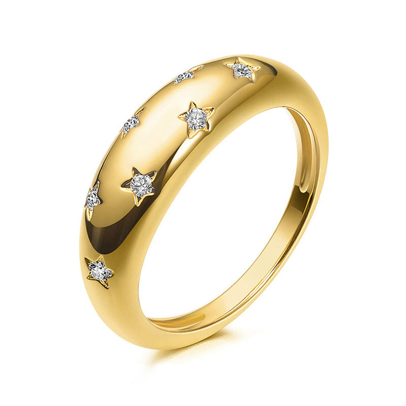 Trendy Popular Pentagram Female Simplicity Personalized Rings - T0042 Golden / No. 6 MegaBDM
