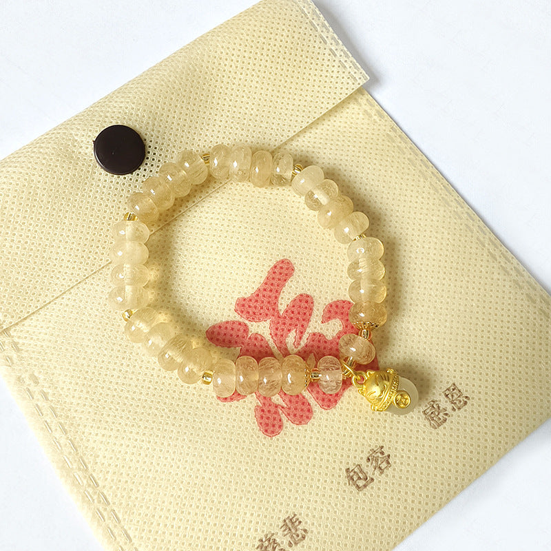 Fresh Optimized Gray Jade Cute Lucky Cat Bracelet - 5 Optimize Tea Crystal MegaBDM