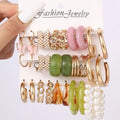 Ear Square Geometric Vintage Pearl Hepburn Style Earrings - H-913 / Alloy MegaBDM