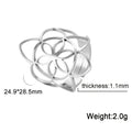 Women's Adjustable Stainless Steel Sacred Geometric For Charm Rings - Steel Hollow Hexapetalous Flowers MegaBDM