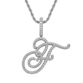Body Grass English Letter Gold Inlaid Pendants - F (Silver) 60cm Hemp Flowers Chain MegaBDM