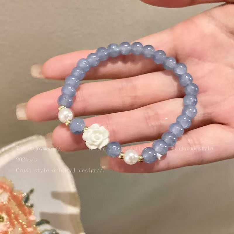 Luxury Aquamarine Camellia Design Good-looking Simple Bracelet - Camellia S266 MegaBDM