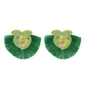 Childlike Heart Reflective Sequins Peach Nightclub Catwalk Super Shiny Ear Earrings - Green M-496 MegaBDM