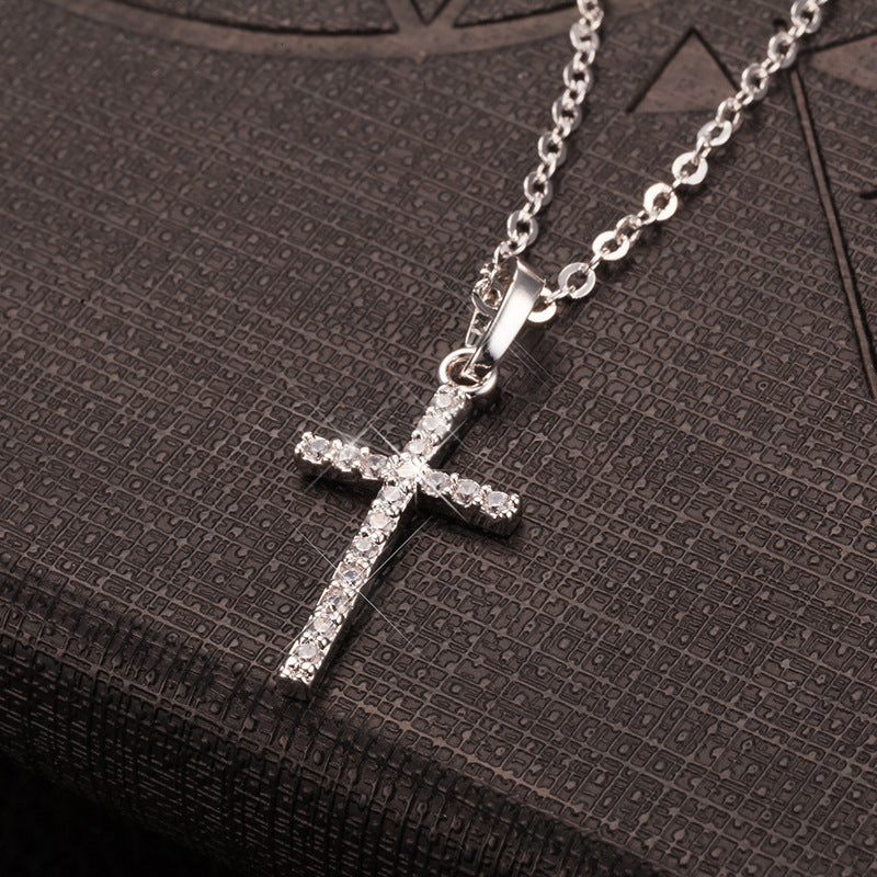 Hop Cross Rhinestone Simple Fashion Personalized Punk Pendants - Item No. 387 Diamond Silver MegaBDM
