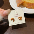 Bear Bread Party Earings Female Sier Needle Cute Personality Stud Earrings - Br05 Crescent Bread with Diamond MegaBDM