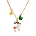 Women's Cartoon Oil Dripping Snowman Bell Clavicle Chain Long Sweater Necklaces - Elk MegaBDM