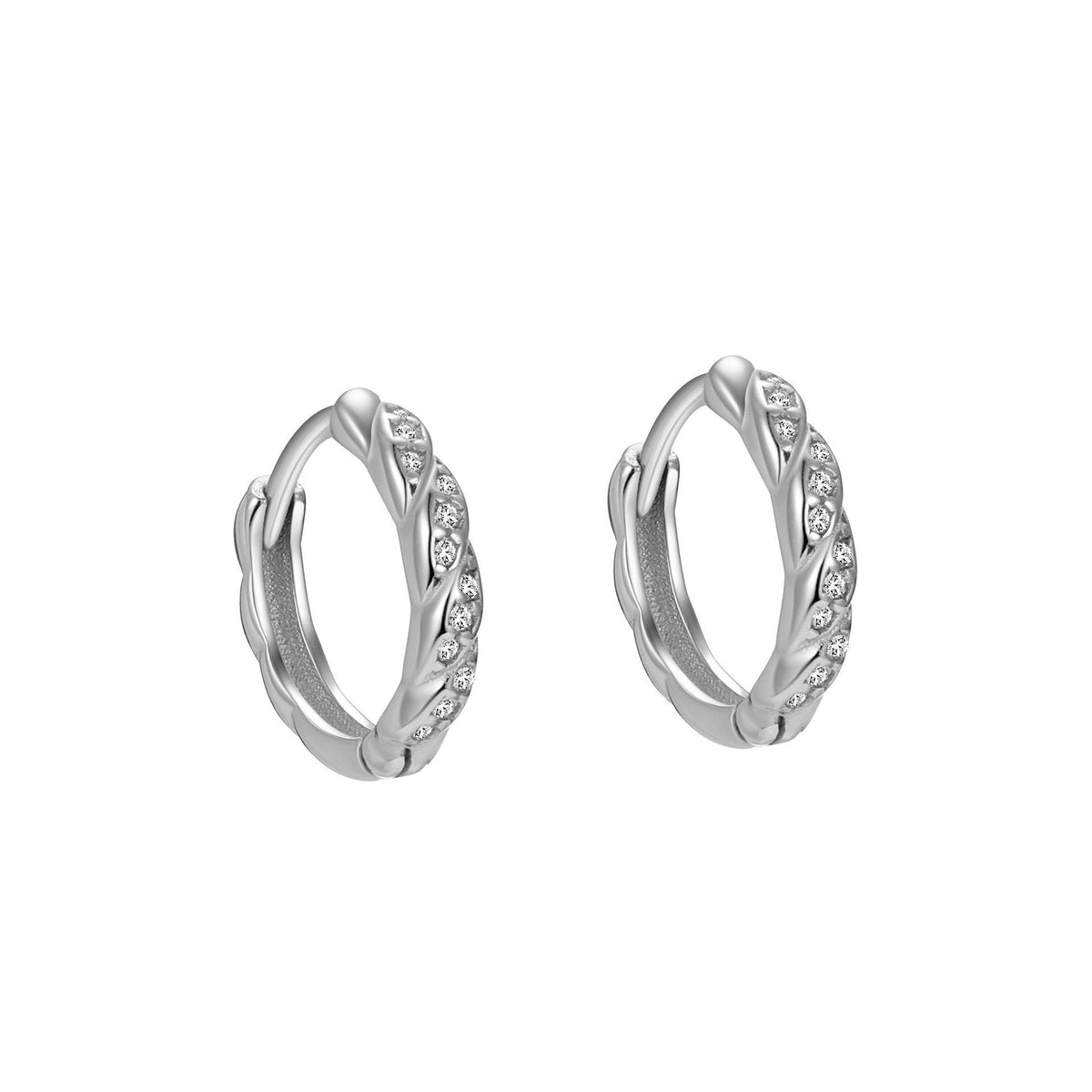 Women's Sterling Sier Zircon Fashion Ear Punk Earrings - Erh268 White Gold Plated / 925 Silver MegaBDM