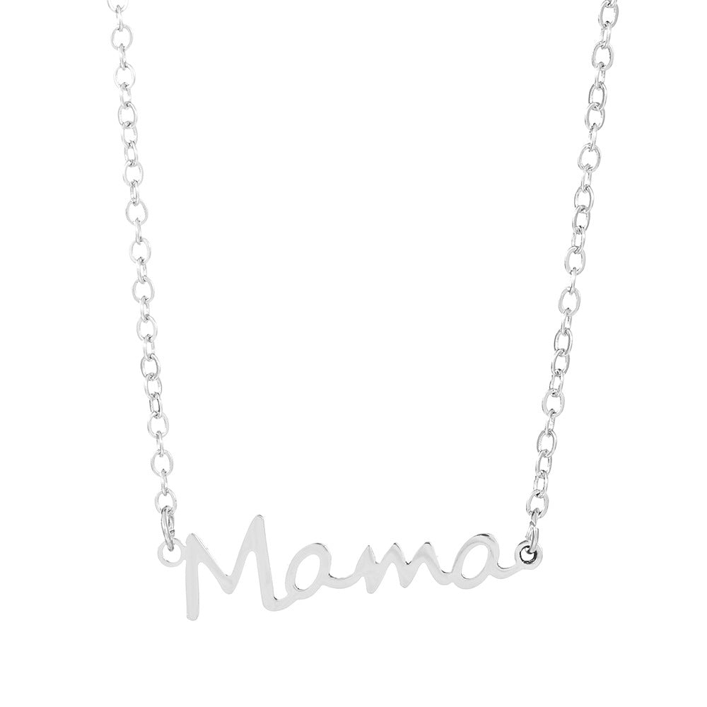 Women's Mother's Stainless Steel Letter Day Necklaces - 01 White K3600 MegaBDM
