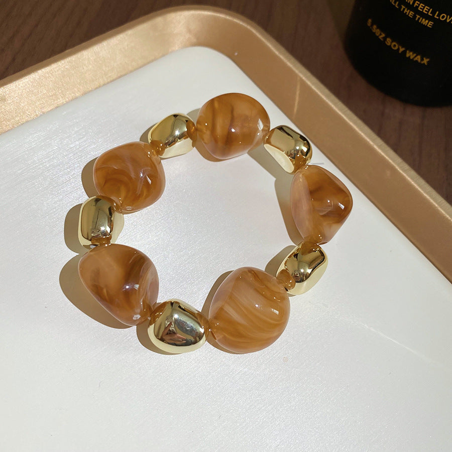 Acrylic Beaded Pearl Vintage Ethnic Style Affordable Bracelets - 72# Bracelet-Coffee Color MegaBDM