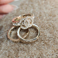 Women's Three-piece Full Diamond Plaid Fashion High Version Rings MegaBDM