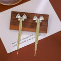 Diamond Butterfly Flower Pearl Graceful Fashionable Long Earrings - E4834 MegaBDM