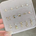 Women's Light Coffee Gold Collection Series Minimalist Zircon Ear Earrings MegaBDM