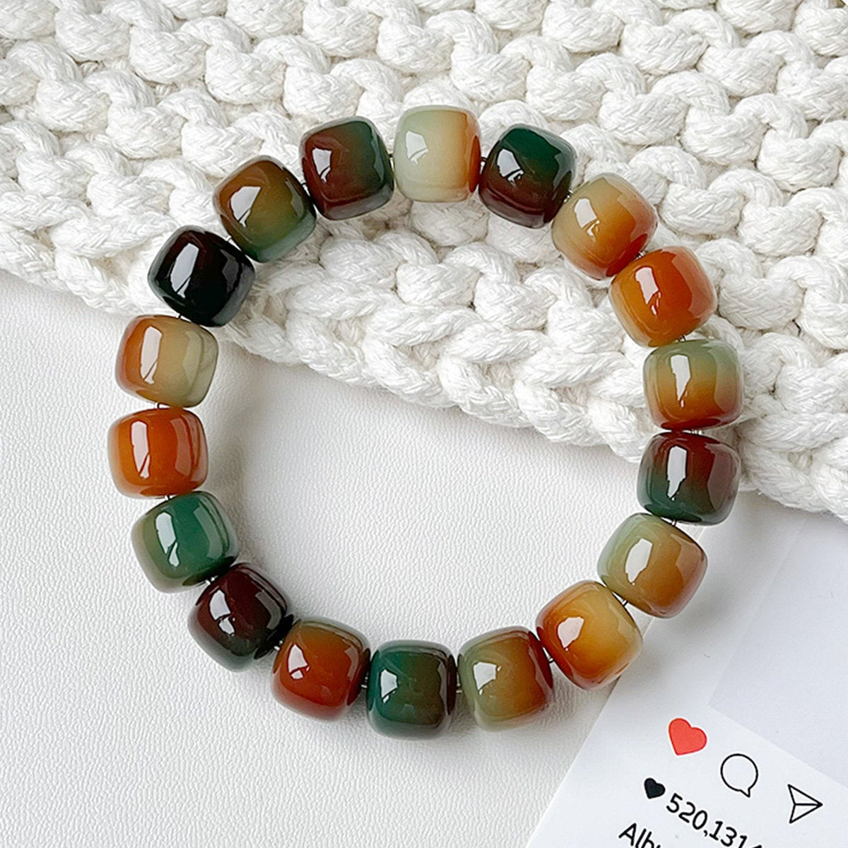 Bodhi Pliable Temperament Hand Toy Seed Barrel Beads Single Circle Bracelet - [Yuchu 12 * 11mm] Dunhuang Straight Barrel Beads Single Circle MegaBDM