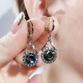 Personalized Minority Gray Full Diamond Retro Style High-grade Light Luxury Earrings MegaBDM
