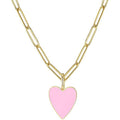 Women's Source Heart-shaped Gold-plated Stainless Steel Clip For Girlish Fashion Love Necklace - Golden-Pink Heart Shape MegaBDM