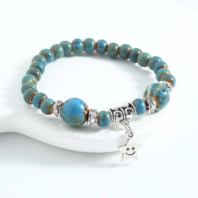 Ethnic Style Ceramic Beaded Artistic Ancient Bracelet - Cs014 Carrying Star (Blue) / Ceramic Bracelet MegaBDM