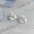 High Sense Chinese National Fashion Personality Designer Earrings - 4475 Triangle Blue and White Color Random Hair MegaBDM
