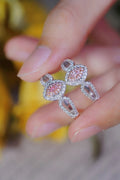 Pink Crystal Hao Diamond Egg-shaped Angel Wings Female Ring - KYRA02026 / No. 6 MegaBDM