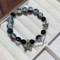 National Fashion Lucky Fortune Pony Life Niche Bracelet - M746 [Floral Black Beads Butterfly Bracelet]] MegaBDM