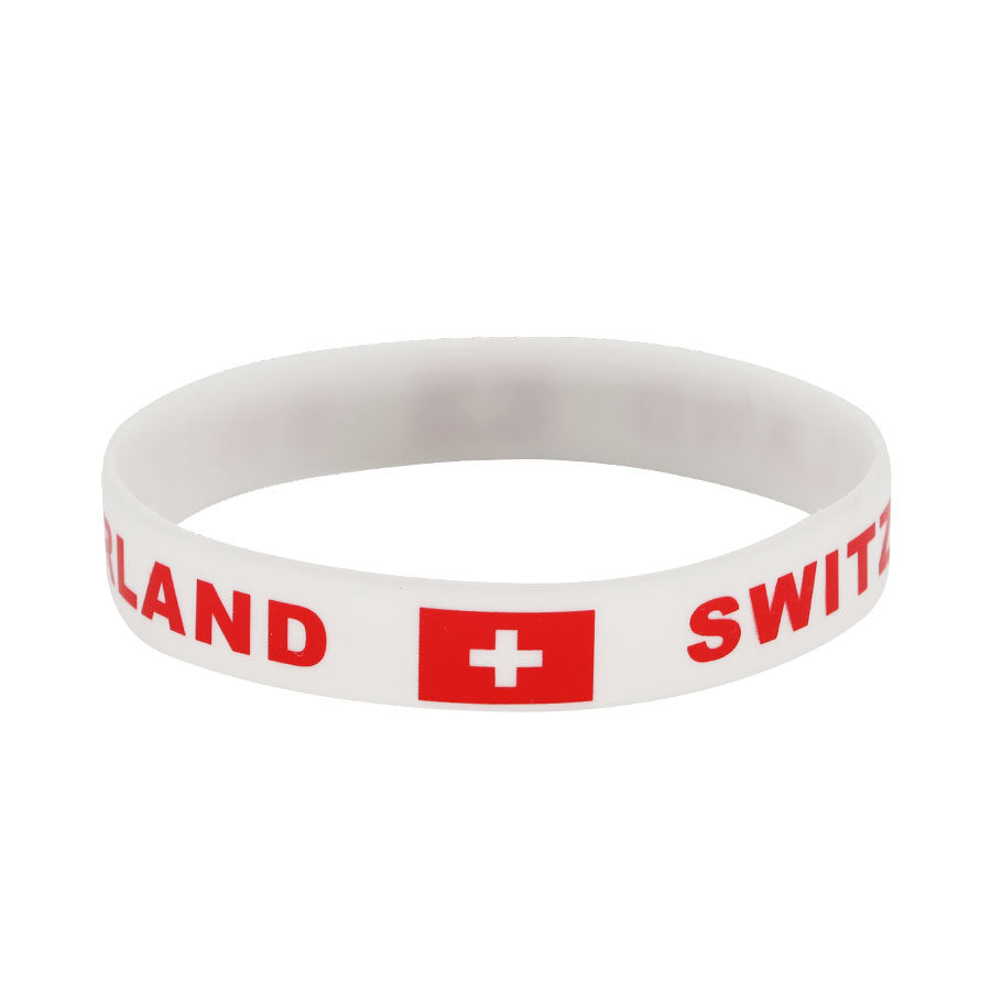 Portugal Sweden Switzerland Serbia Sports Event Flag Silicone Fan Bracelet - Switzerland MegaBDM
