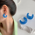 Trendy Blooming Purple Shaped Stylish Graceful Earrings - 0381 Blue C- Shaped 925 Silver Needle MegaBDM