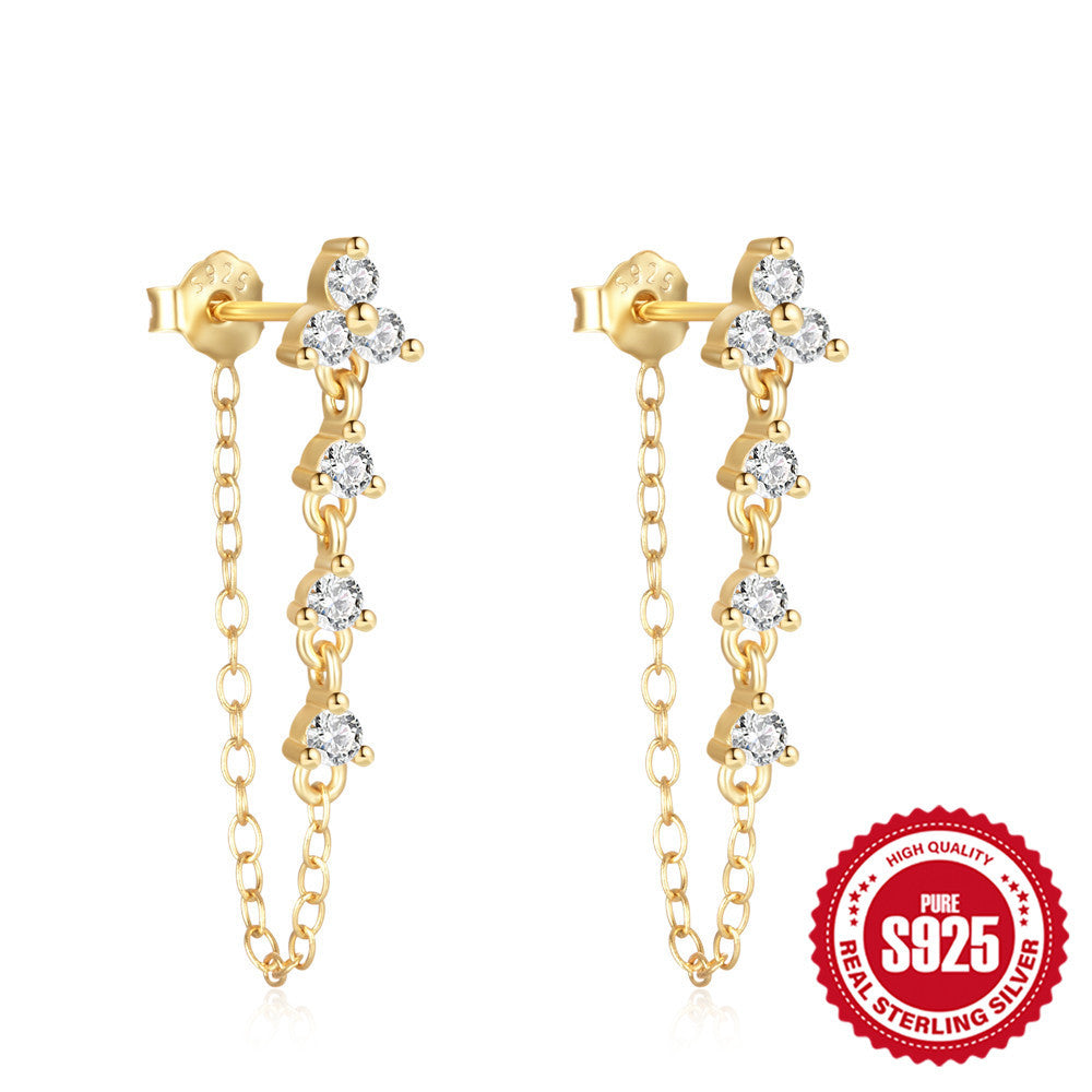 Sterling Sier Chain One-piece Diamond Tassel Elegant Rings MegaBDM