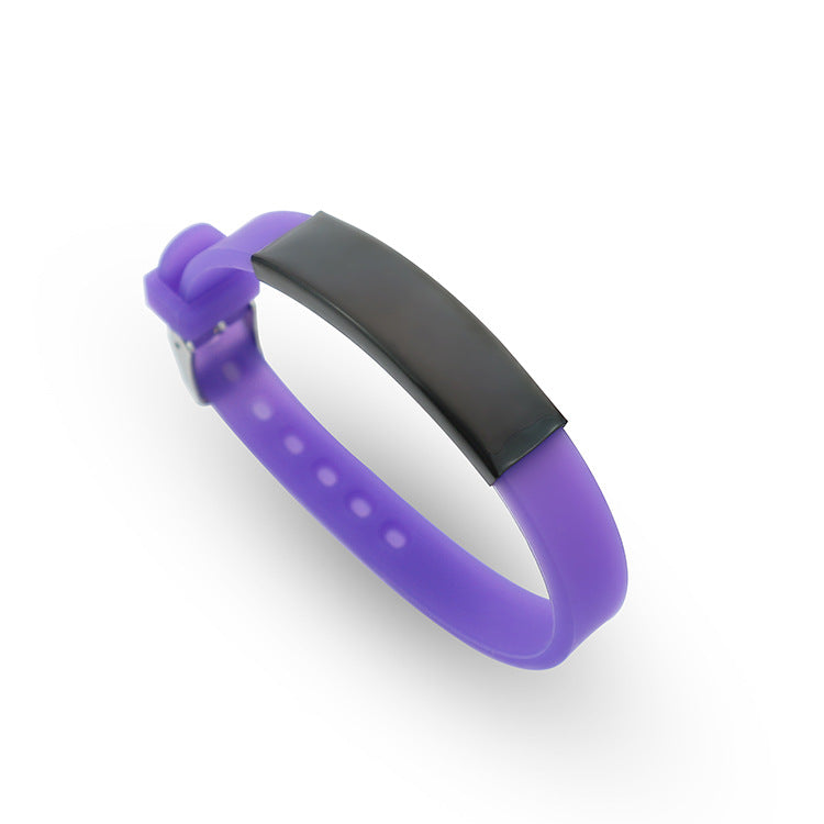 Soft Silicone Wristband Fashion Simple Couple Can Carve Writing Stainless Bracelet - Purple MegaBDM