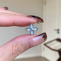 Clear Summer Gray Blue Four Leaf Clover Ear Female Atmosphere Rings - A Pair of Ear Studs MegaBDM