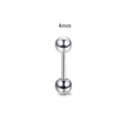Steel Rod Dumbbell Ball Ear Bone Stud Earrings - Steel Color-4mm MegaBDM