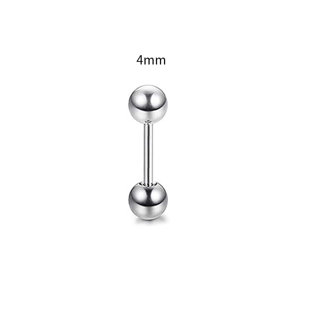 Steel Rod Dumbbell Ball Ear Bone Stud Earrings - Steel Color-4mm MegaBDM